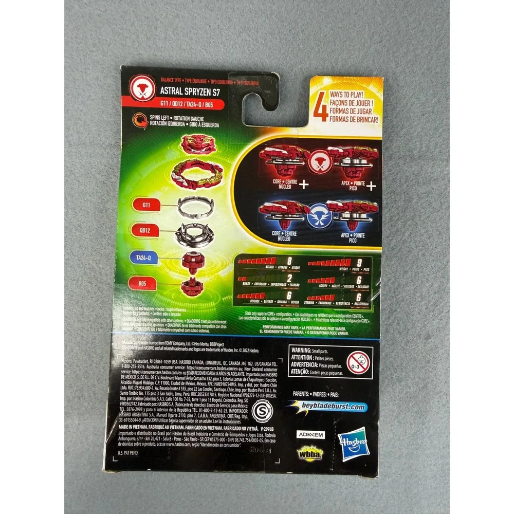 Hasbro‎ Beyblade Burst QuadDrive Astral Spryzen S7 Red 4-in-1 Spinning Top Set